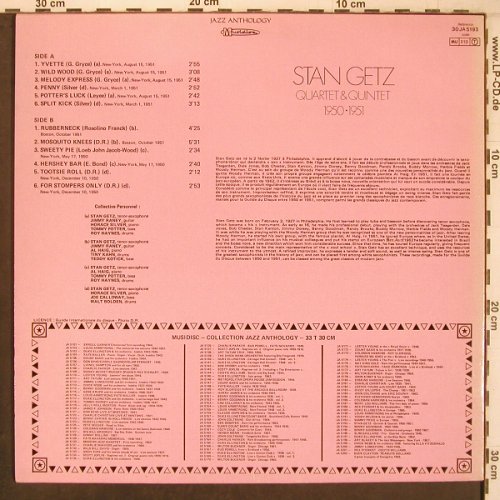 Getz,Stan: Quintet & Quartet, 1950-51, m /vg+, Musidisc(30 JA 5193), F,  - LP - X8066 - 7,50 Euro
