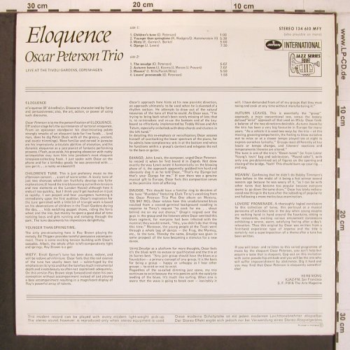 Peterson Trio,Oscar: Eloquence - Rec Tivoli Copenhagen, Mercury(134 610 MFY), NL, m-/m-,  - LP - X8092 - 9,00 Euro