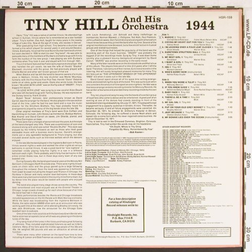 Hill,Tiny & his Orchestra: 1944, The Uncollected, Hindsight Records(HSR-159), US, 1980 - LP - Y2859 - 7,50 Euro