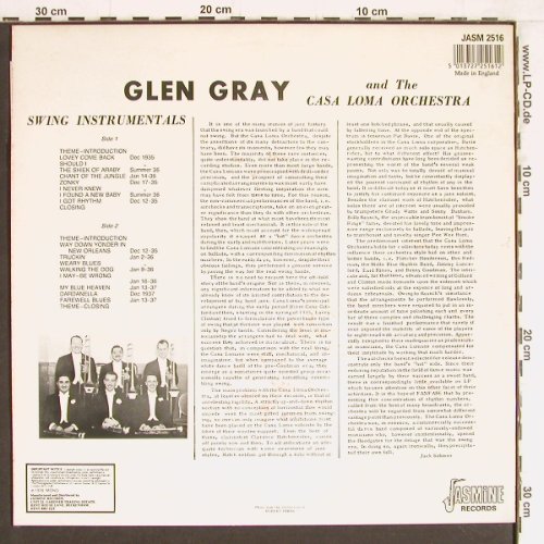 Gray,Glen & Casa Loma Orch.: Swing Instrumentals (1935-1937), Jasmine(JASM 2516), UK, Ri, 1978 - LP - Y4578 - 7,50 Euro