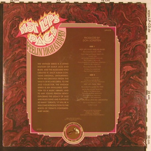 Hot Lips Page: Feelin' High & Happy, FS-New, RCA(LPV-576), US, 1971 - LP - Y585 - 12,50 Euro