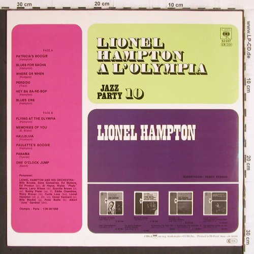 Hampton,Lionel: Lionel Hampton a L'Olympia(1956), CBS(Jazz Party 10)(52 037), NL,Ri,Live,  - LP - Y6028 - 7,50 Euro