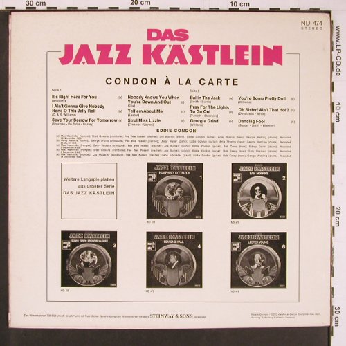 Condon,Eddie: Condon a la Carte ,Jazz Kästlein 5, Decca, Promo-Stol(ND 474), D,  - LP - Y642 - 6,00 Euro