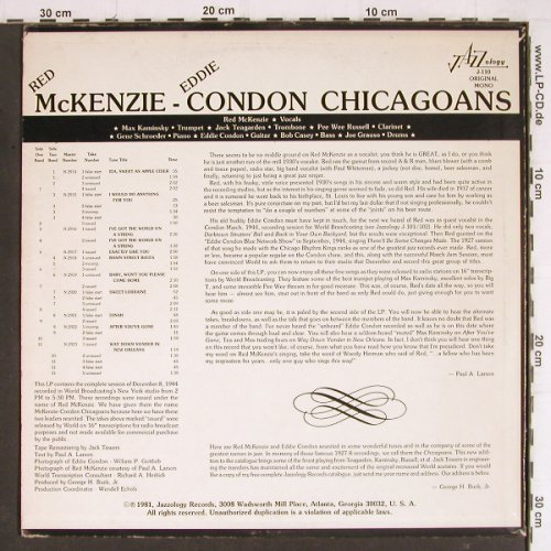 Red McKenzie-E.Condon Chicagoans: 1944, Jazzology(J-110), US, 1981 - LP - Y8043 - 7,50 Euro