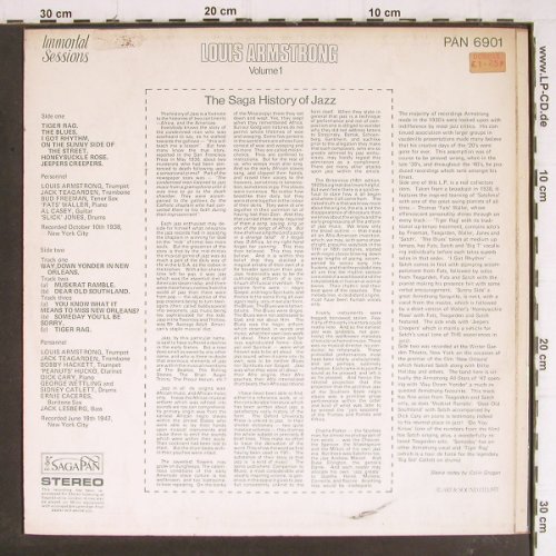 Armstrong,Louis: Immortal Sessions Vol.1, vg+/vg+, SagaPan(PAN 6901), UK, 1971 - LP - Y8221 - 7,50 Euro