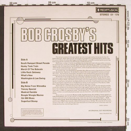 Crosby,Bob: Greatest Hits, Rediffusion(01-179), UK, 1974 - LP - Y8252 - 6,00 Euro