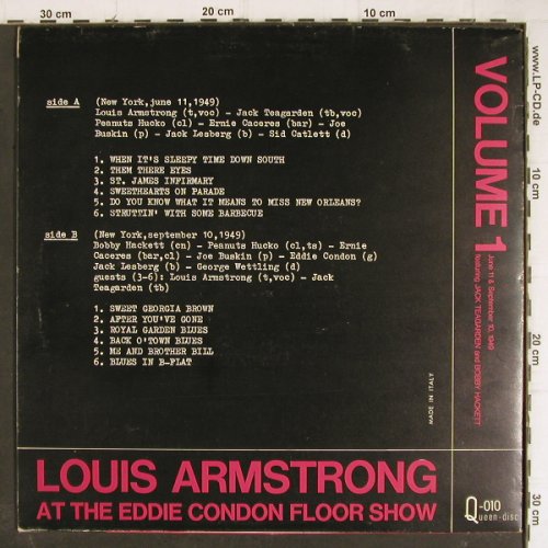 Armstrong,Louis: At The Eddie Condon Floor Show,Vol1, Queen-Disc(Q-010), I,Ri,  - LP - Y8347 - 7,50 Euro