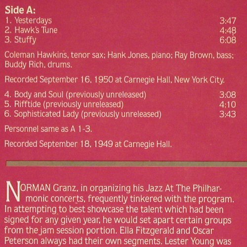 Hawkins,Coleman  Set: Same,Jazz at the Philharmonic(1949), Verve(815 148 1), US, co, Ri, 1983 - LP - Y8769 - 7,50 Euro