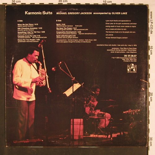 Jackson,Michael Gregory: Karmonic Suite, IAI Recordings(37.38.57), US, 1978 - LP - Y892 - 12,50 Euro
