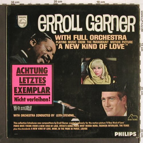 Garner,Erroll  with Full Orchestra:&nbsp;A New Kind of Love, Leith Stevens, Philips, Sample-Stol (842 913 BY), NL Typ:&nbsp;LP Best.-Nr.:&nbsp;Y9889 Preis:&nbsp; 9,00 Euro