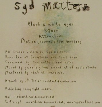 Syd Matters: Black & white eyes , 4 Tr., Third Side Rec.(), , 2003 - CD5inch - 80565 - 4,00 Euro