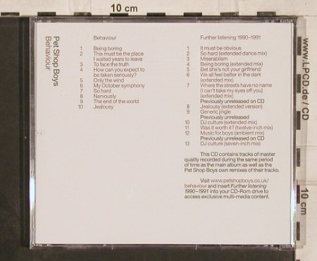 Pet Shop Boys: Behaviour/Future Listening 1990-91, EMI(), EU, 2001 - 2CD - 82299 - 20,00 Euro