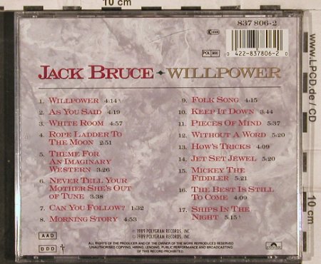 Bruce,Jack: Willpower, Polydor(837 806-2), D, 1989 - CD - 82995 - 5,00 Euro