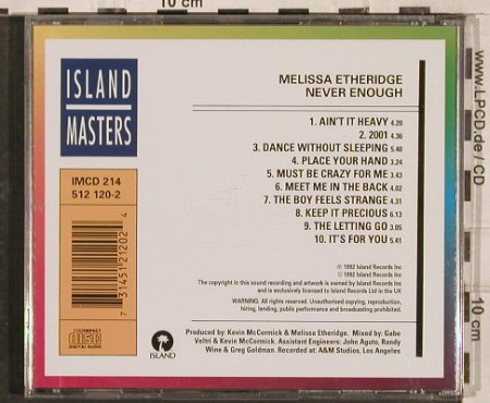 Etheridge,Melissa: Never Enough, Island(), F, 1992 - CD - 83073 - 6,00 Euro