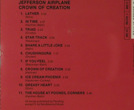 Jefferson Airplane: Crown Of Creation, 11 Tr., RCA(), D, 1968 - CD - 96002 - 10,00 Euro