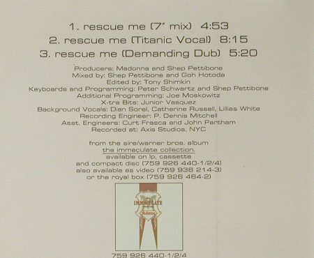 Madonna: Rescue me*3, Sire(9362-40034-2), D, 1991 - CD5inch - 96440 - 4,00 Euro