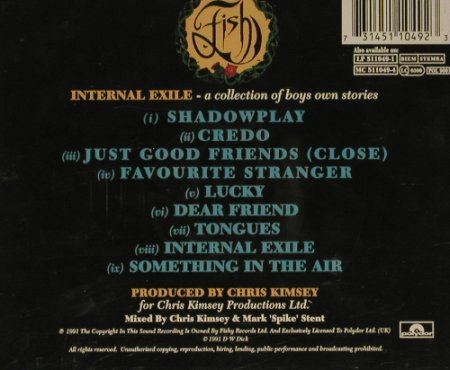 Fish: Internal Exile, Polydor(), UK, 1991 - CD - 96954 - 5,00 Euro