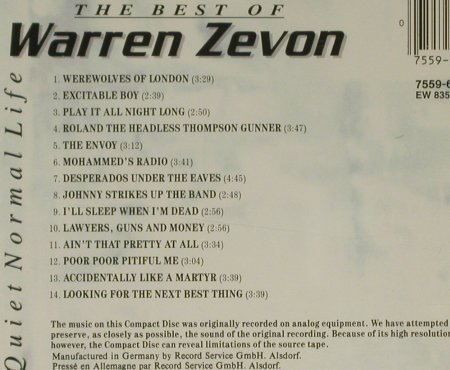 Zevon,Warren: A Quiet Normal Life-Best Of, Asylum(), D, 1986 - CD - 96994 - 7,50 Euro