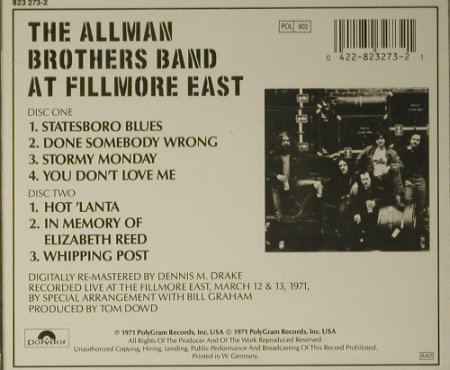 Allman Brothers Band: At Fillmore East, Polydor(823 273-2), D, 1971 - 2CD - 97803 - 10,00 Euro