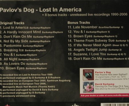 Pavlov's Dog: Lost In America(80), +8 Bonus Tr., Rockvibe(), D, 2007 - CD - 98546 - 10,00 Euro