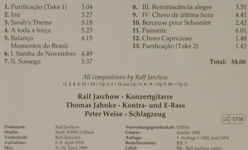 Jarchow Trio,Ralf: Momentos do Brasil, RJL(RJL 3), D, 1994 - CD - 81420 - 7,50 Euro