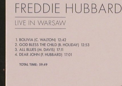 Hubbard,Freddie: Live In Warsaw, 4 Tr., FS-New, TIM(), D, 2001 - CD - 82178 - 4,00 Euro