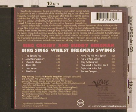 Crosby,Bing: Bing Sings Whilst Bregman Swings, Verve(549 367-2), D Digi, 2001 - CD - 82225 - 10,00 Euro