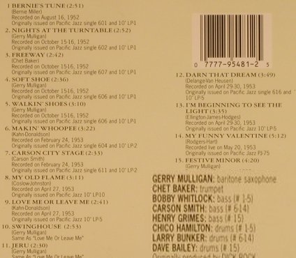 Mulligan,Gerry Quartet w.Chet Baker: The Best of the, Pacific Jazz(7 95481 2), , 1991 - CD - 82425 - 7,50 Euro