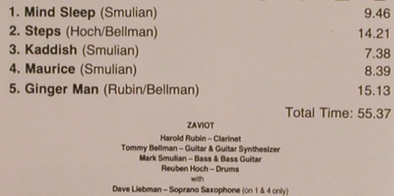 Zaviot with Dave Liebman: Unexpected, Jazzis Rec(1005), Israel, 1988 - CD - 82459 - 11,50 Euro