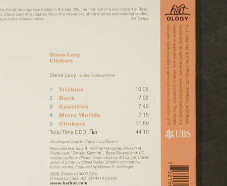 Lacy,Steve: Clinkers, Digi, Lim.Ed., Hat Hut Records(546), CH, 2000 - CD - 94038 - 10,00 Euro