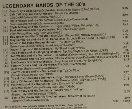 V.A.Legendary Bands Of The 30's: Glen Gray's Casa..Goodman, 20 Tr., Pro Arte(CDD 485), US, 1991 - CD - 94916 - 10,00 Euro