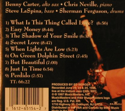 Carter,Benny: New York Nights, MusicMasters Jazz(65154-2), US, 1997 - CD - 95939 - 7,50 Euro
