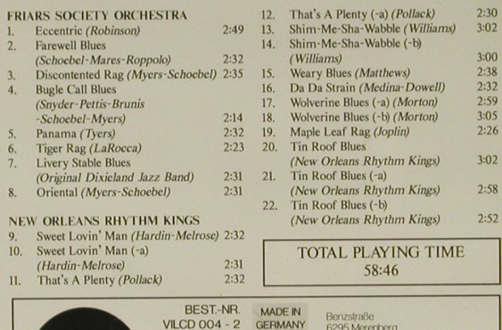 New Orleans Rhythm Kings: Vol.1, Jazz Archives No.4(Mono), Village(), D,  - CD - 97215 - 10,00 Euro