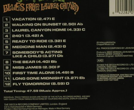 Mayall,John: Blues From Laurel Canyon(68), Deram(820 539-2), D, 1989 - CD - 97569 - 7,50 Euro