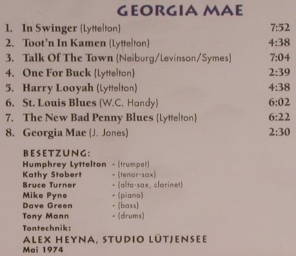 Lyttelton,Humphrey and his Band: Georgia Mae, FS-New, Pastels(20.1623), EEC, 1995 - CD - 99590 - 10,00 Euro