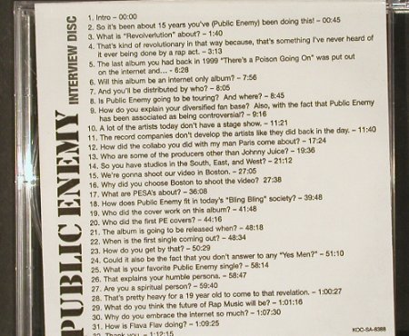 Public Enemy: Interview Disc, 32 Tr.NoBooklet, SlamJ/Koch(KOC-sa-8388), US, 2002 - CD - 90883 - 7,50 Euro