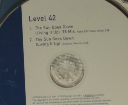 Level 42 feat.Omar: The Sun Goes Down'98 Mix*2,Promo, Polydor(), EU, 1998 - CD - 95575 - 4,00 Euro