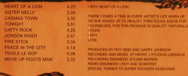 I-ROY: Head of a Lion'78, Caroline(724384969424), US, 00 - CD - 53785 - 9,00 Euro