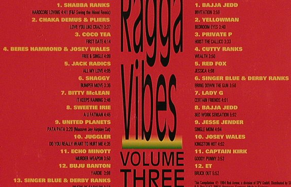 V.A.Ragga Vibes Vol.3: Shabba Ranks..ET, Red Arrow(), D, 1994 - 2CD - 59438 - 5,00 Euro