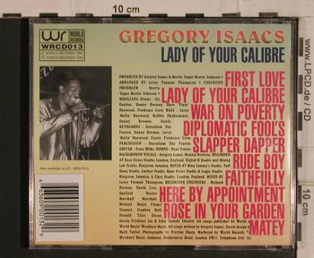 Isaacs,Gregory: Lady Of Your Calibre, World Rec(), , 1995 - CD - 60143 - 7,50 Euro