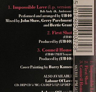 UB 40: Impossible Love/First Shot+1, Virgin(DEPXT37), , 89 - CD5inch - 63995 - 2,50 Euro