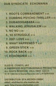 Dub Syndicate: Echomania, ON-U Sound(24), D, 1993 - CD - 97773 - 5,00 Euro