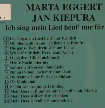 Eggert,Marta & Jan Kiepura: Ich sing mein Lied heut'nur fürDich, ZYX(PD 5017-2), D, 1998 - CD - 54348 - 5,00 Euro