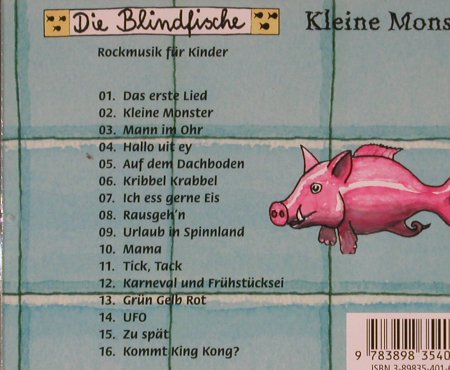 Blindfische, die: Kleine Monster, Rockmusik f. Kinder, Terzio(), D, 03 - CD - 54421 - 5,00 Euro