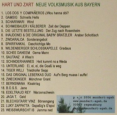 V.A.Hart und Zart: Neue Volksmusik aus Bayern, Mundart Ageh(), D, 2004 - CD - 64716 - 7,50 Euro