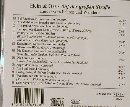 Hein & Oss: Auf der Großen Straße, RBM(463 128), D, 1996 - CD - 68800 - 10,00 Euro