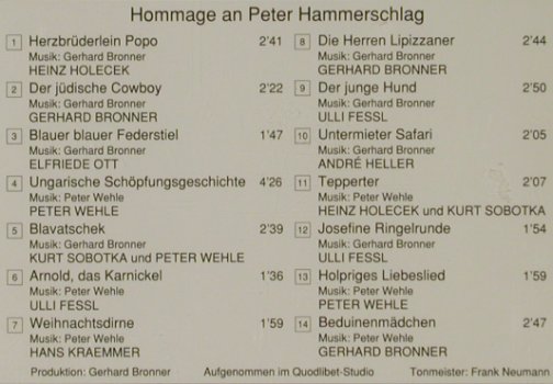 V.A.Hommage an Peter Hammerschlag: Heinz Holecek...Gerhard Bronner, Preiser Records(90367), A, 1998 - CD - 81349 - 10,00 Euro