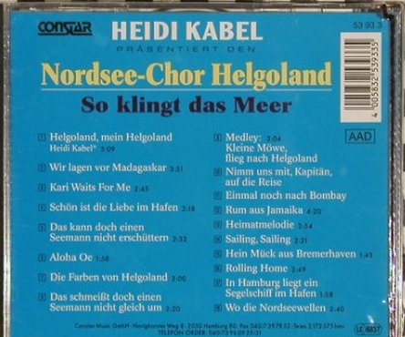 Nordsee-Chor Helgoland: So klingt das Meer,Heidi Kabel pres, Constar Music(53 93 3), D,FS-New,  - CD - 82184 - 10,00 Euro