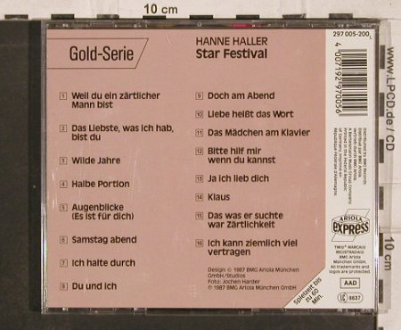 Haller,Hanne: Star Festival, Ariola(297 005), D, 1987 - CD - 82852 - 5,00 Euro