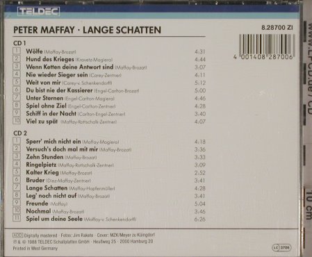 Maffay,Peter: Lange Schatten, Teldec(8.28700 ZI), D, 1988 - 2CD - 90538 - 12,50 Euro